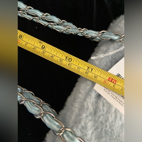 Geir-Ness Norsk Sno Purse Handbag Lt Blue Chain SOFT Faux Fur - REVERSIBLE, New - Picture 11 of 12
